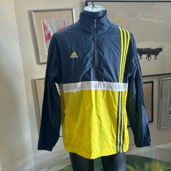 Adidas ⭐️blue yellow and white windbreaker - Picture 1 of 6